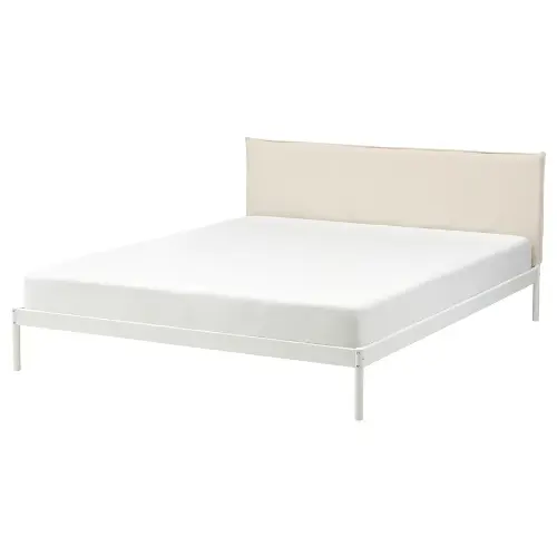 Upholstered Double Bed Frame - Beige