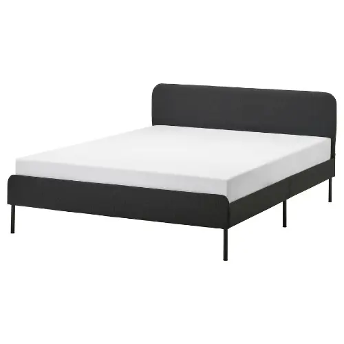Upholstered Double Bed Frame - Dark Grey