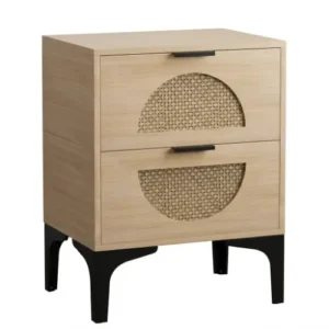Rattan 2-Drawer Nightstand